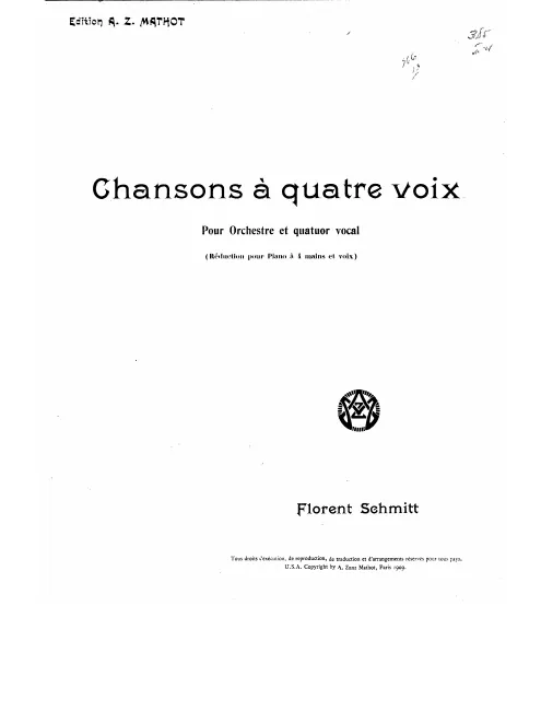 First page of Chansons à quatre voix