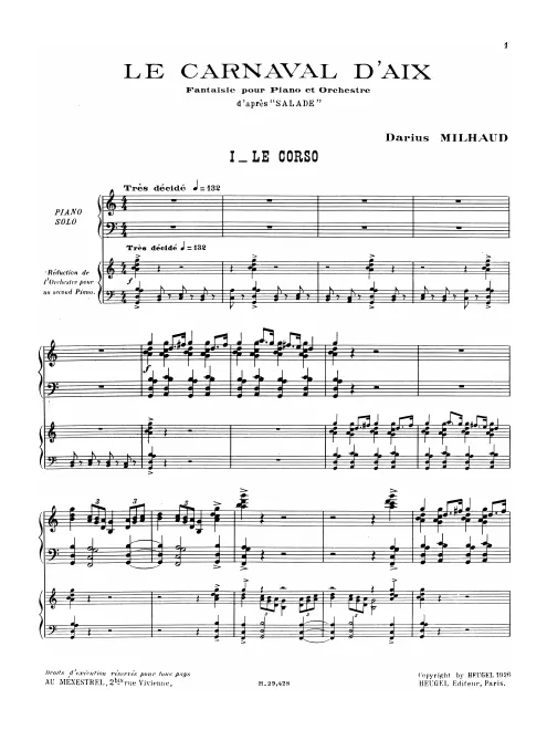 First page of Le carnaval d'Aix, Op.83b