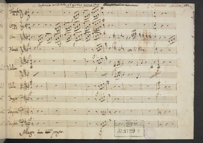First page of Sinfonia Intitolata 'Il Giorno Onomastico'