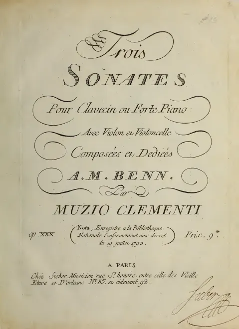 First page of Three Piano Sonatas