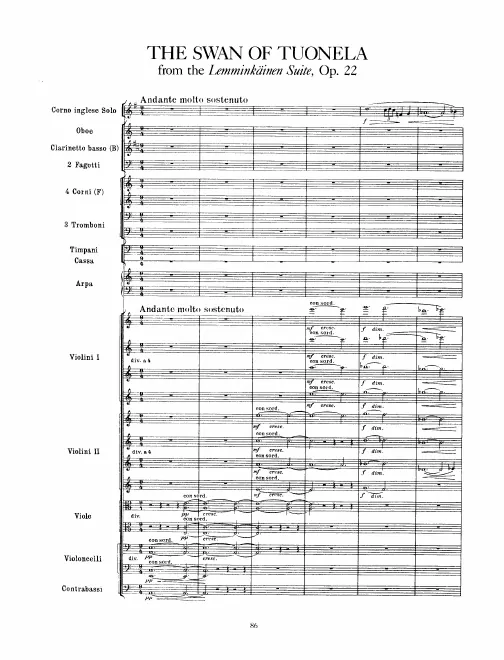 First page of The Swan of Tuonela
