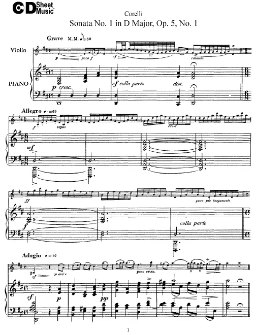 First page of Violin Sonata in D major