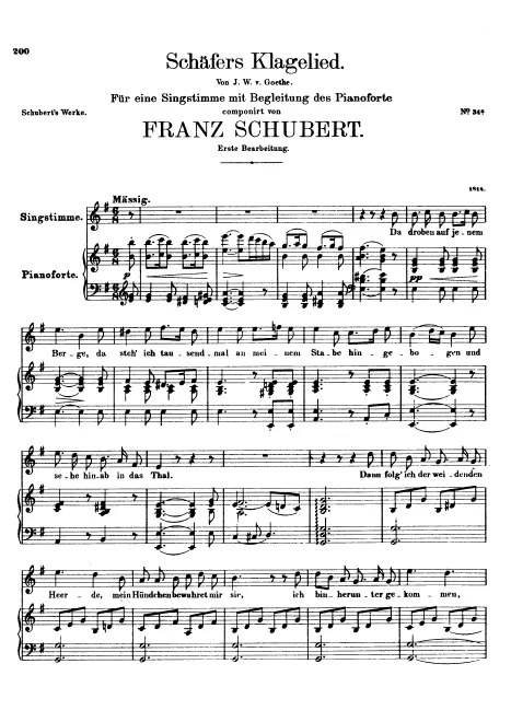 First page of Schäfers Klagelied