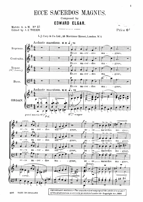 First page of Ecce Sacerdos Magnus