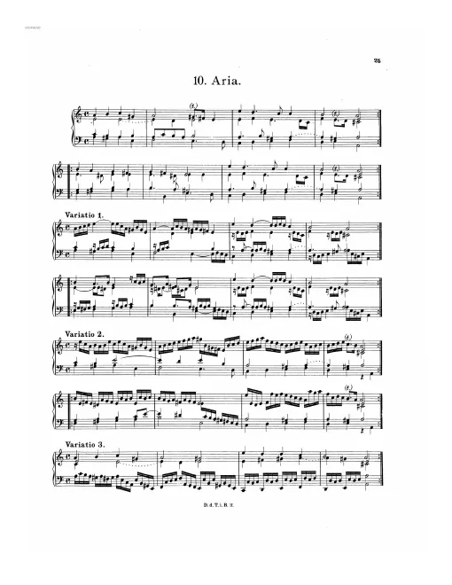 First page of Aria and 4 Variations in A minor
