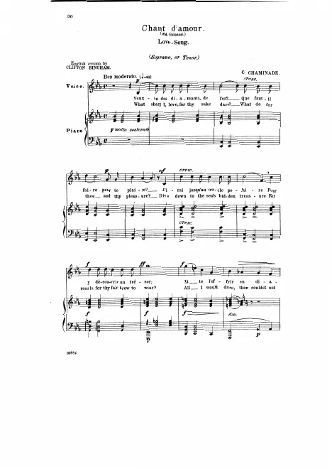 First page of Chant d'amour