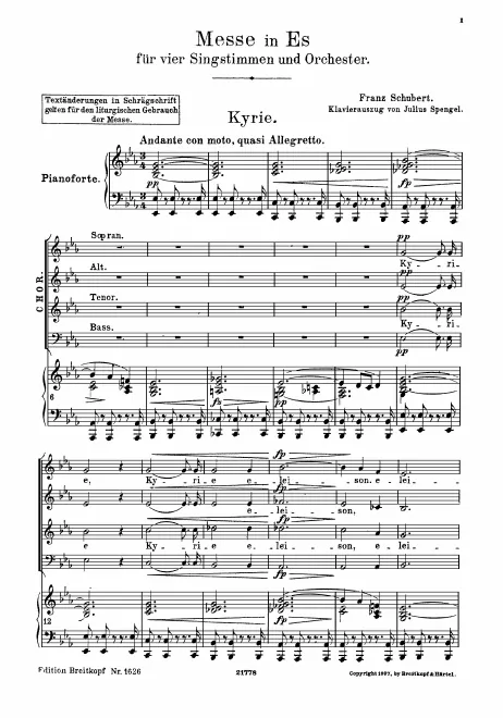 First page of Mass in E-flat major