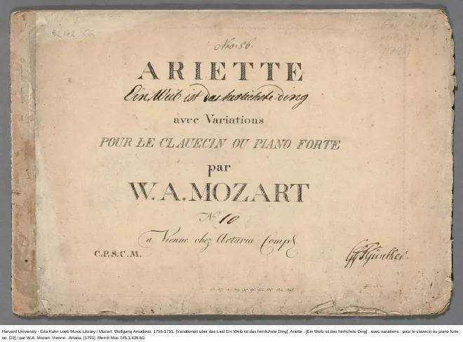 First page of 8 Variations on "Ein Weib ist das herrlichste Ding"