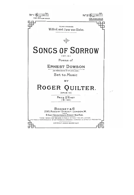 First page of 4 Songs of Sorrow, Op.10