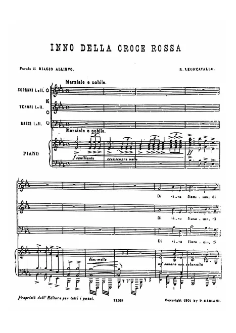 First page of Inno della Croce Rossa