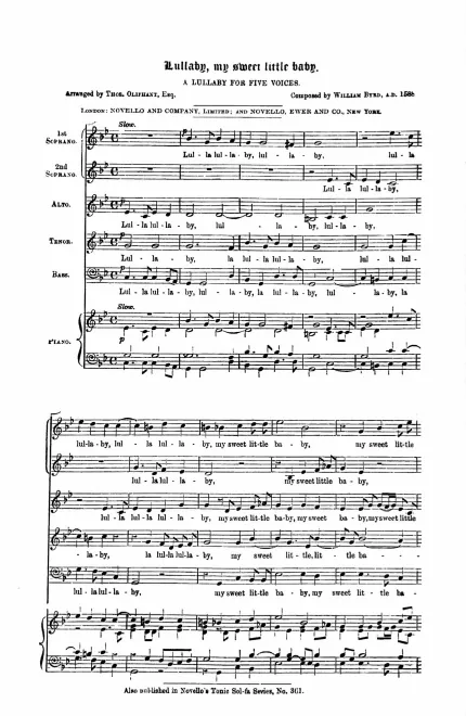 First page of Lullaby, My Sweet Little Baby