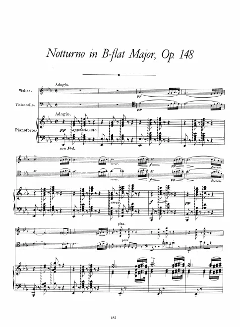 First page of Notturno for Piano, Violin and Violoncello in E