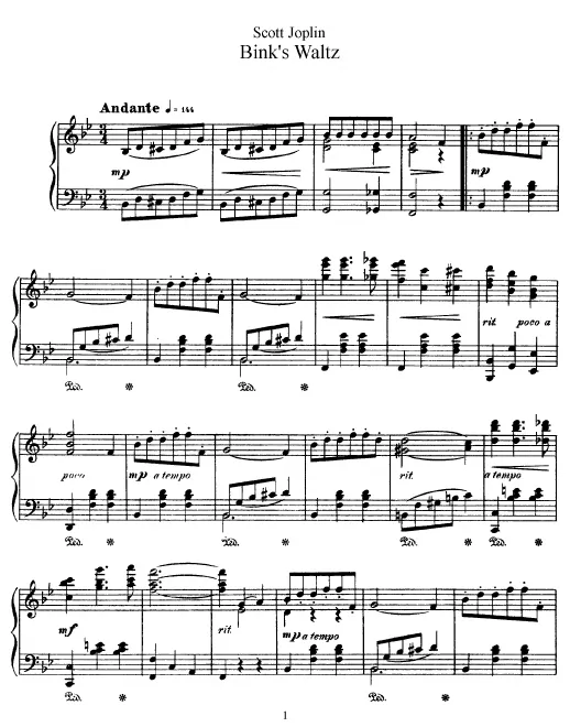 First page of Binks' Waltz