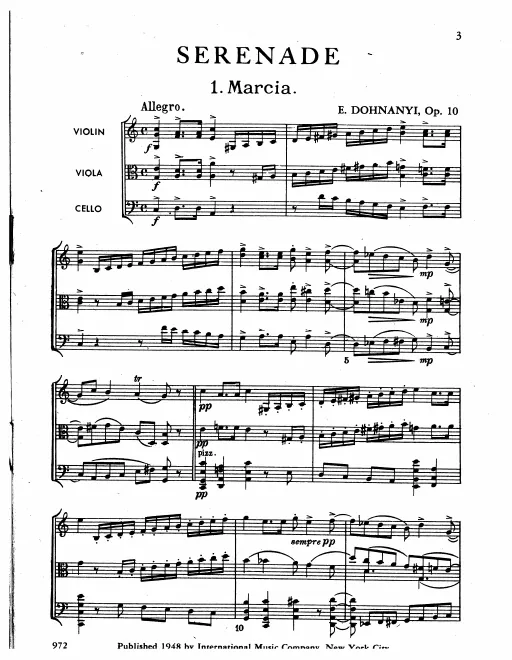 First page of Serenade