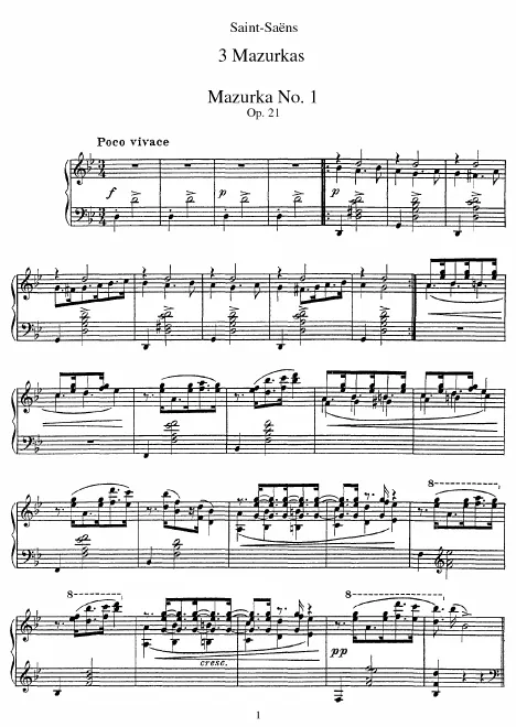 First page of Mazurka in G minor