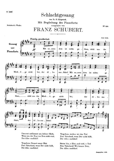 First page of Schlachtlied (Schlachtgesang)