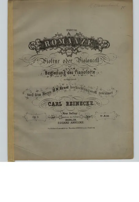 First page of Romance for Violin and Piano