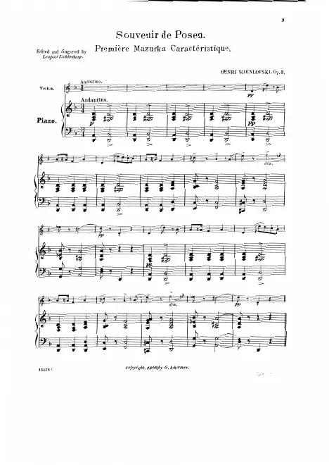 First page of Souvenir de Posen