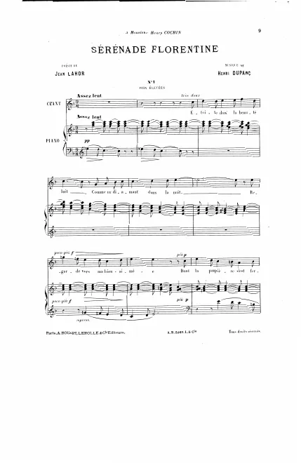 First page of Sérénade florentine