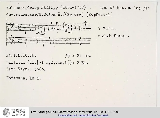 First page of Ouverture-Suite in E-flat major