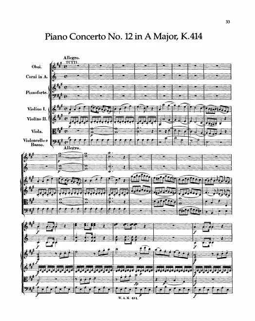 First page of Piano Concerto No.12