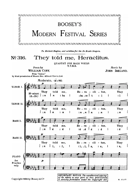 First page of They Told Me, Heraclitus