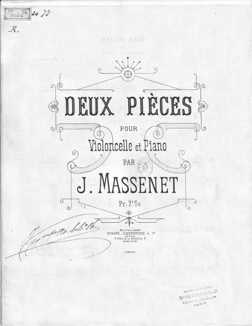 First page of Deux pièces pour violoncelle et piano
