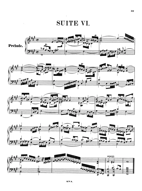 First page of Suite No.6 in F-sharp minor