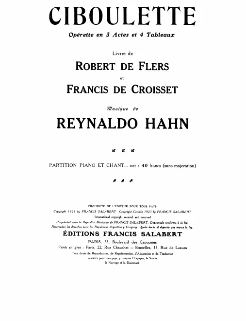 First page of Ciboulette