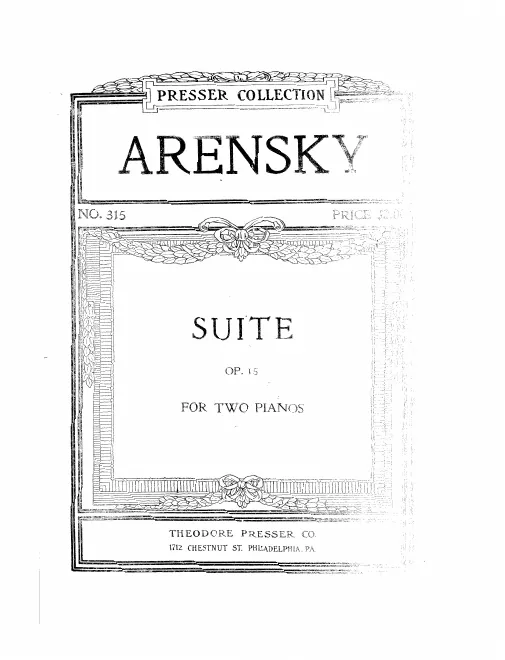 First page of Suite No.1 for 2 Pianos
