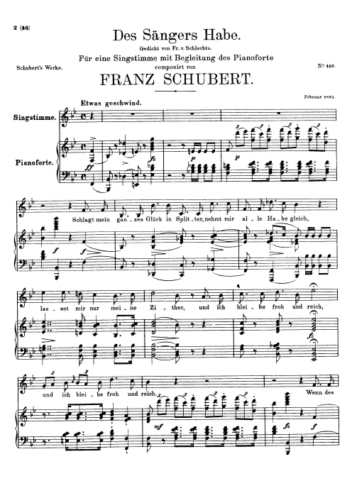First page of Des Sängers Habe