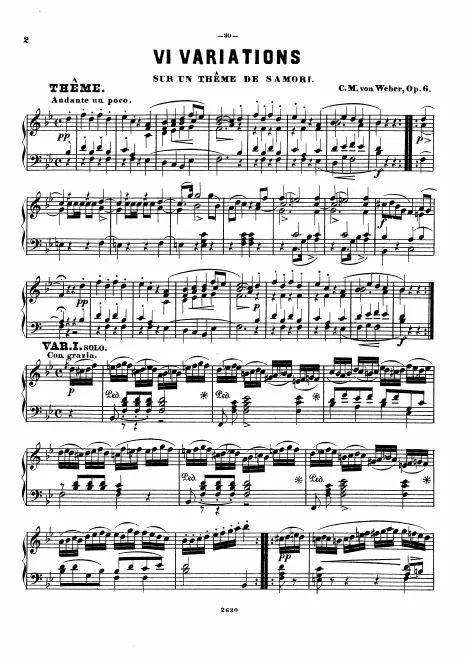 First page of 6 Variations sur l'air de Naga de "Samori", Op.6