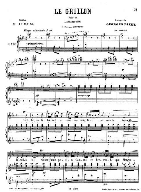 First page of Le grillon