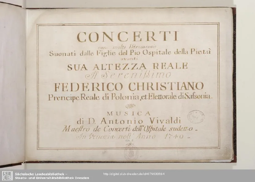 First page of Concerto for Viola d'amore and Lute in D Minor