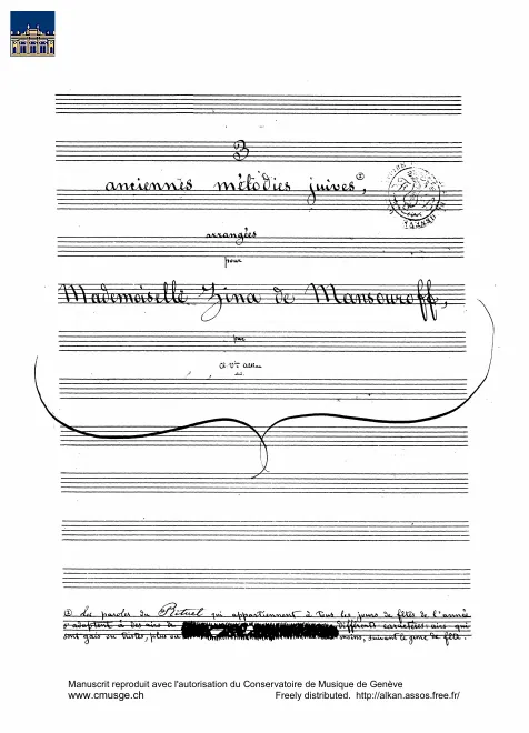 First page of 3 Anciennes Mélodies Juives
