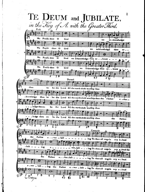 First page of Te Deum and Jubilate in A major