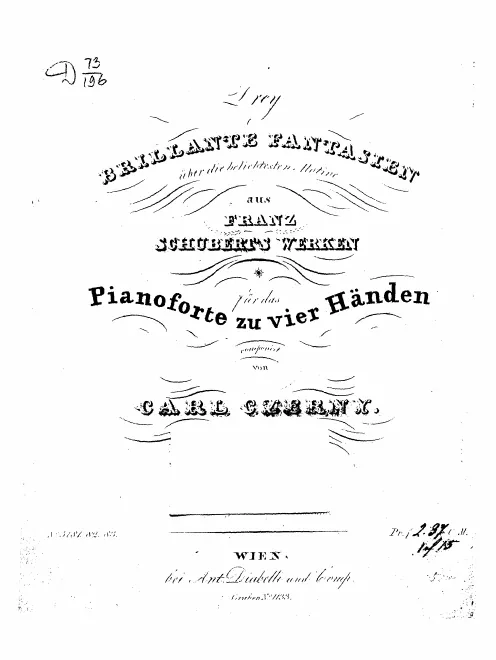 First page of 3 Brilliant Fantasies on Themes of F. Schubert