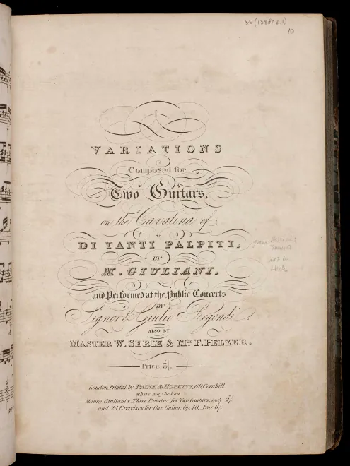 First page of Variations on 'Di Tanti Palpiti' for 2 Guitars