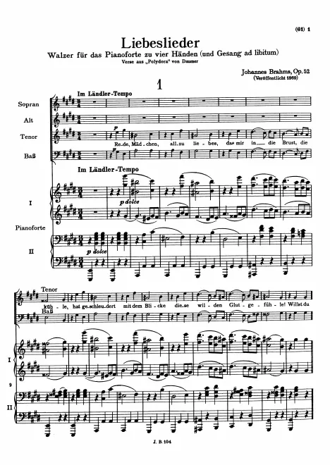 First page of Liebeslieder Waltzes