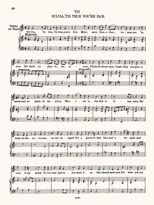 First page of Sylvia, 'Tis True You're Fair