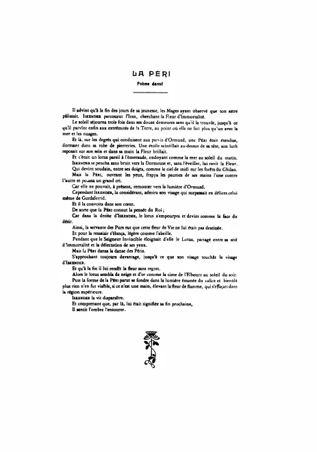 First page of La Péri ou La fleur d'immortalité