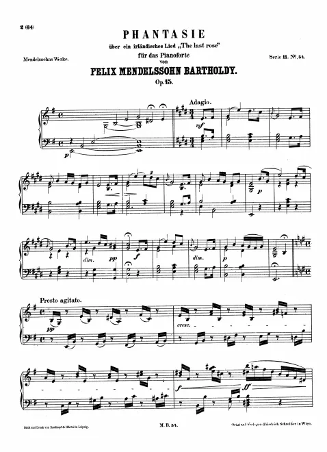 First page of Fantasy on 'The Last Rose of Summer', Op.15