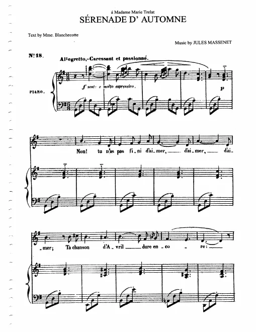 First page of Sérénade d'automne