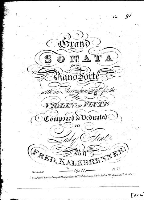 First page of Sonata for Piano and Flute or Violin, Op.22