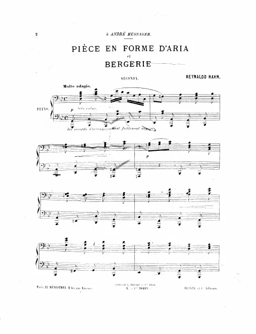 First page of Pièce en Forme d'Aria et Bergerie