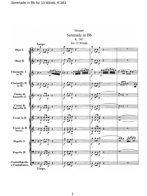 First page of Quintet in B-flat major