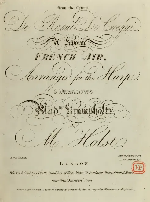 First page of A favorite French air from the opera De Raoul de Crequi
