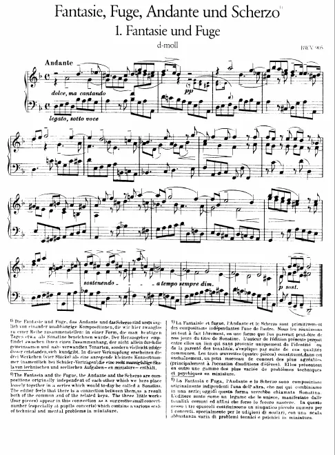 First page of Fantasie, Fuge, Andante und Scherzo