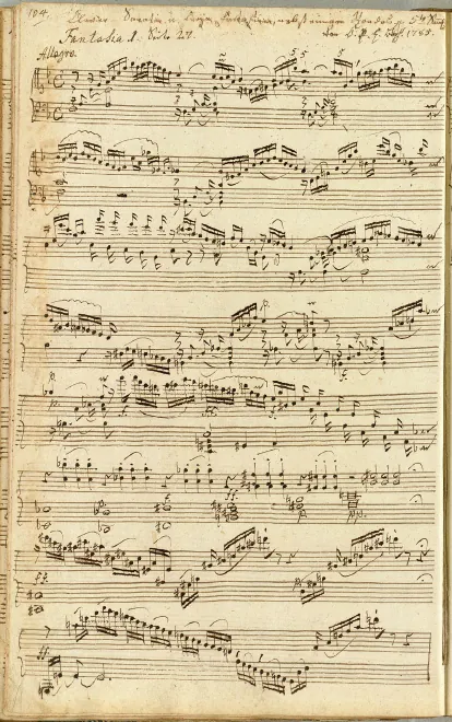 First page of Fantasia in F major, Wq.59/5 (H.279)