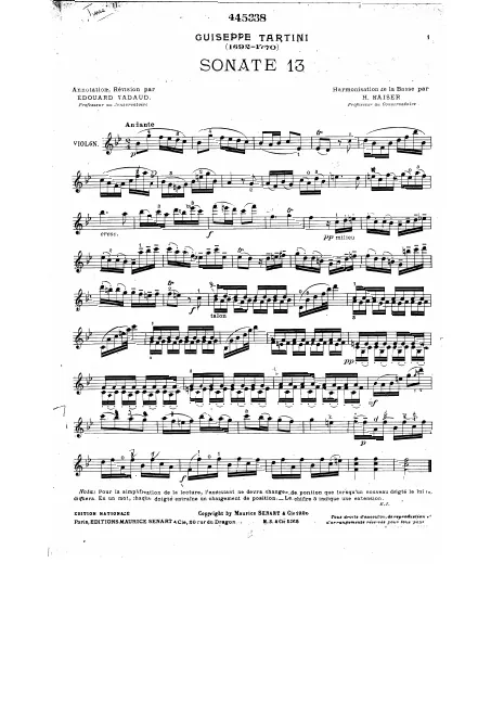 First page of Violin Sonata in B♭ major